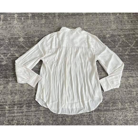 Banana Republic Womens M Blouse Ivory Collared Button Down Long Sleeve NWT L6 - Picture 2 of 10
